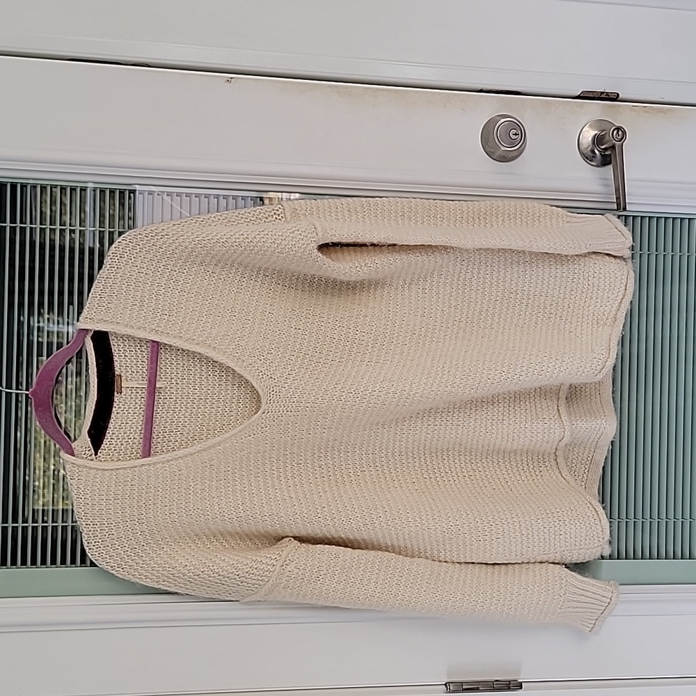 Free People Alpaca Cotton Blend Oversized Sweater Cream Sz S